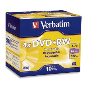 Verbatim Discos Virgenes DataLifePlus para DVD, DVD+RW, 4.7GB, 4x, 10 Discos