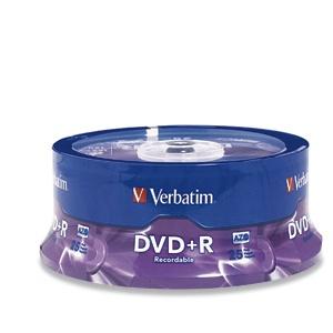 Verbatim Disco Virgen para DVD, DVD+R, 16x, 25 Discos (95033)