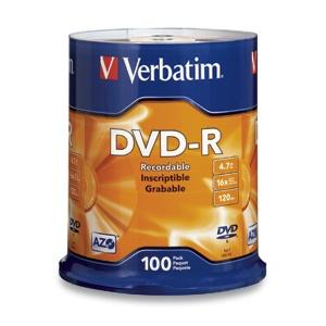 Verbatim Discos Virgenes para DVD, DVD-R 16x, 100 Discos (95102)