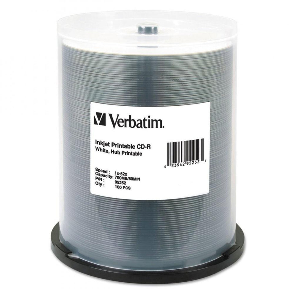 Verbatim Torre de Discos Virgenes Imprimibles para CD, CD-R, 52x, 100 Discos