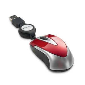 Mouse Verbatim Travel Óptico 97255, USB, Rojo