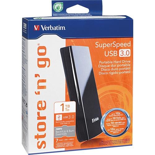 Disco Duro Externo Verbatim Store 'n' Go 1TB, USB 3.0, Negro