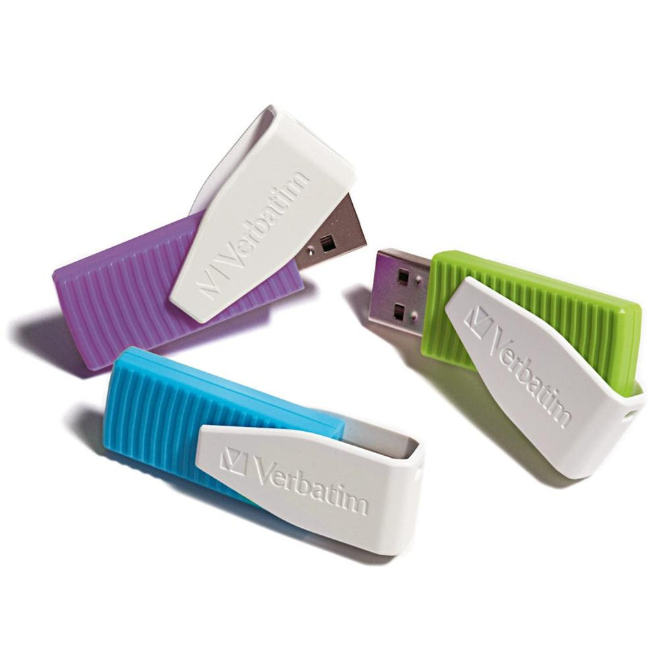 Memoria USB Verbatim Store'n'Go Swivel, 8GB, USB 2.0, Multicolor, 3 Piezas