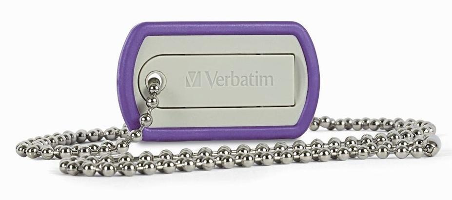 Memoria USB Verbatim Dog Tag, 98512, 8GB, USB 2.0, Morado