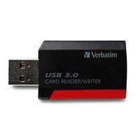 Verbatim Lector de Memoria 98538, MicroSD/MicroSDHC/MicroSDXC/MiniSDHC, USB 3.2, Negro/Rojo
