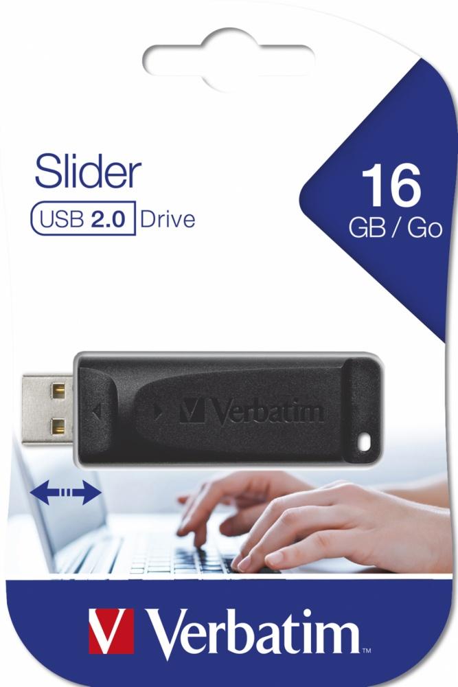 Memoria USB Verbatim, 16GB, USB 2.0, Negro