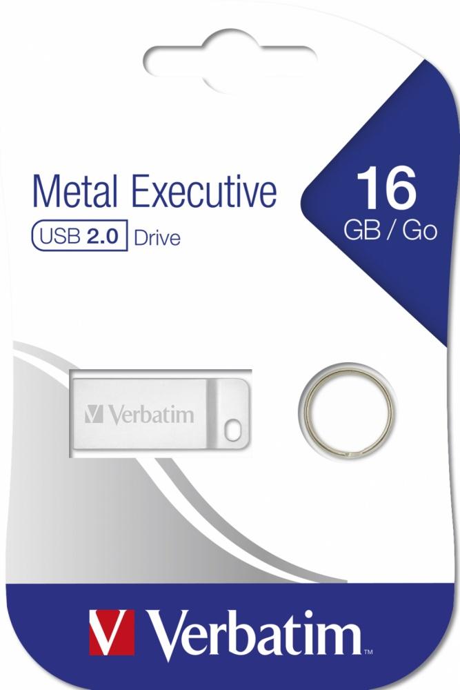 Memoria USB Verbatim Metal Executive, 16GB, USB 2.0, Plata