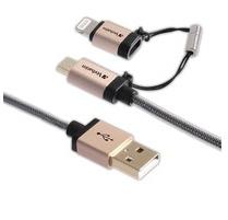 Verbatim Cable 99218 USB A Macho - Micro-USB B/Lightning Macho, 1.2 Metros, Negro/Champán