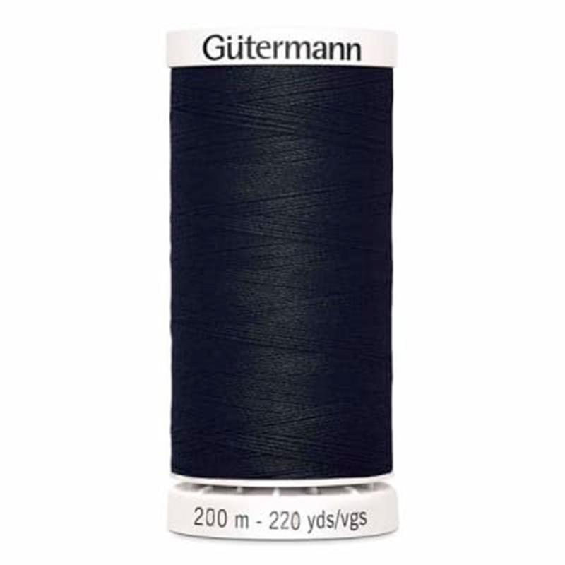 Hilo Gutermann Premium, para Costura a Mano y Máquina de coser, Color Negro, con 200 mts. Poliéster, caja con 6 carretes del mismo color