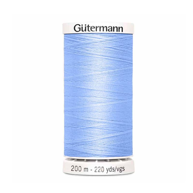 Hilo Gutermann Premium, para Costura a Mano y Máquina de coser, Color Azul Cielo, con 200 mts. Poliéster, caja con 6 carretes del mismo color