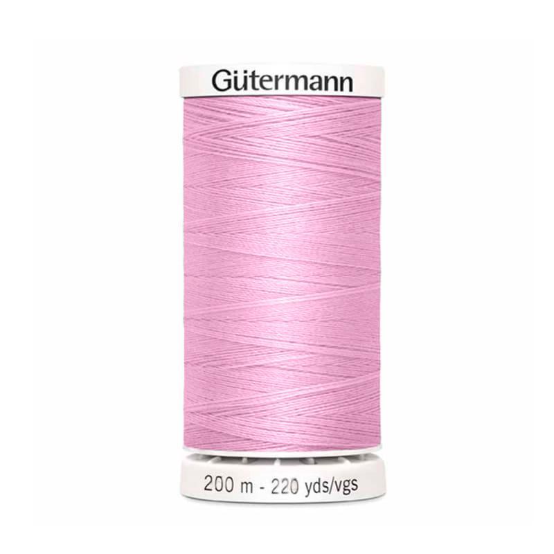 Hilo Gutermann Premium, para Costura a Mano y Máquina de coser, Color Rosa Claro, con 200 mts. Poliéster, caja con 6 carretes del mismo color