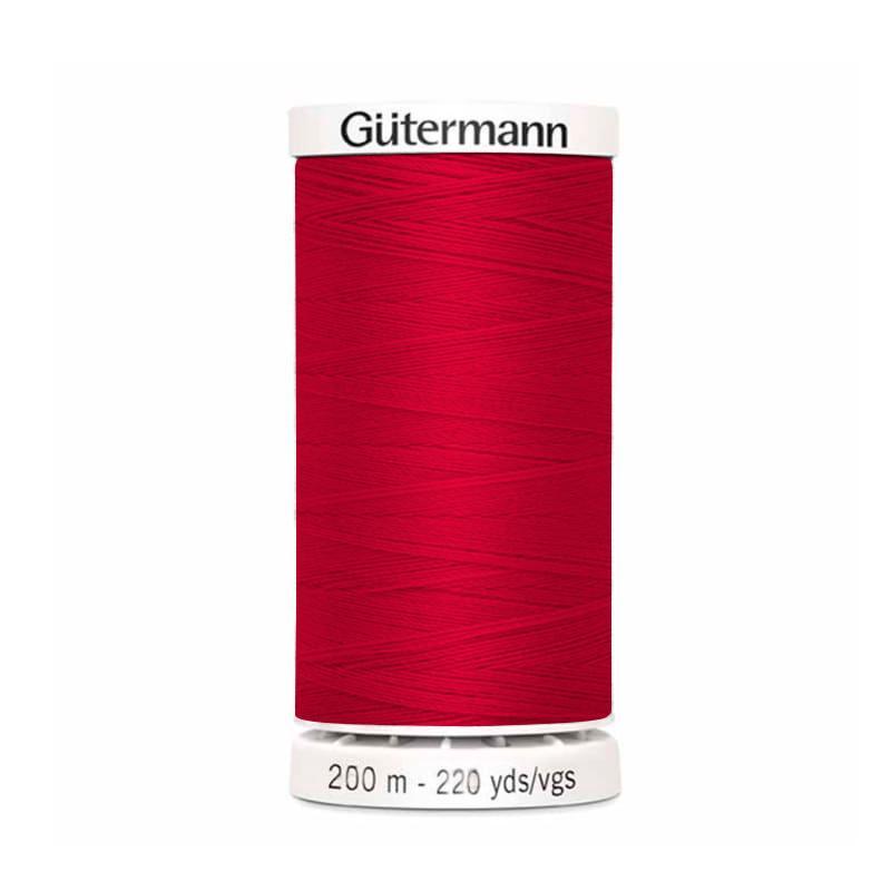 Hilo Gutermann Premium, para Costura a Mano y Máquina de coser, Color Rojo, con 200 mts. Poliéster, caja con 6 carretes del mismo color