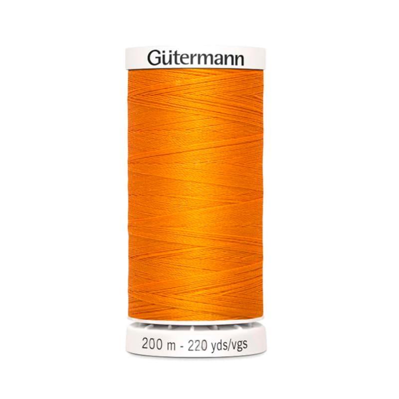 Hilo Gutermann Premium, para Costura a Mano y Máquina de coser, Color Naranja, con 200 mts. Poliéster, caja con 6 carretes del mismo color