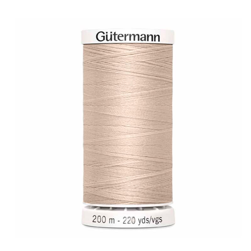 Hilo Gutermann Premium, para Costura a Mano y Máquina de coser, Color Beige, con 200 mts. Poliéster, caja con 6 carretes del mismo color