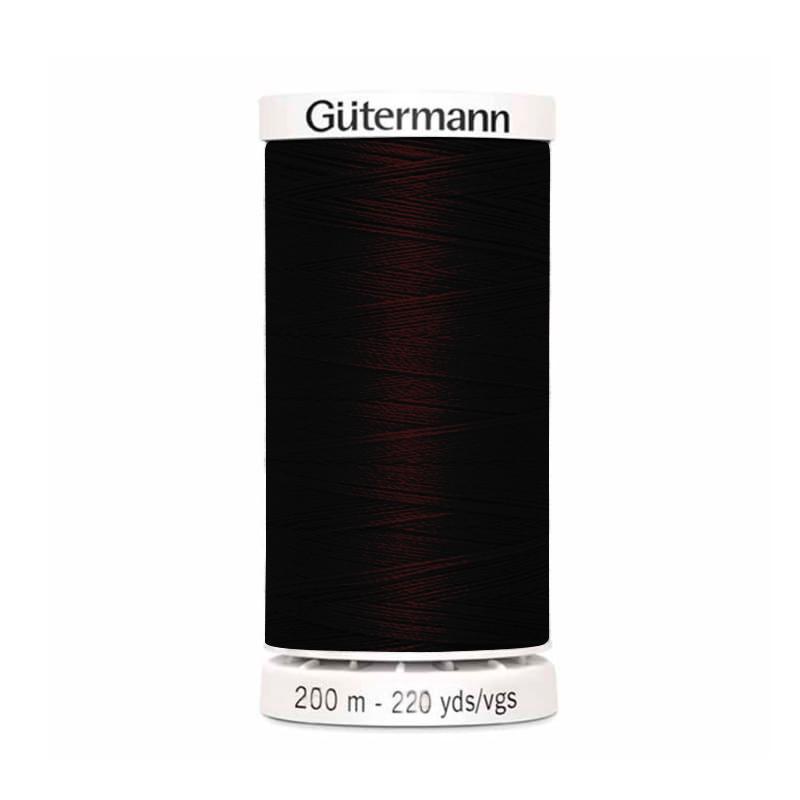 Hilo Gutermann Premium, para Costura a Mano y Máquina de coser, Color Café Oscuro, con 200 mts. Poliéster, caja con 6 carretes del mismo color