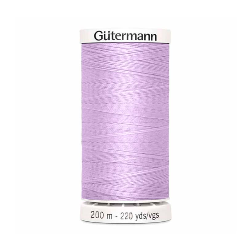 Hilo Gutermann Premium, para Costura a Mano y Máquina de coser, Color Lila, con 200 mts. Poliéster, caja con 6 carretes del mismo color