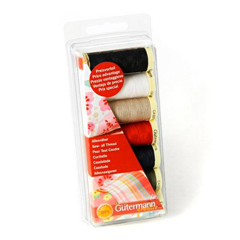 Hilo Gutermann Coselotodo, Blister con 7 carretes de 100 mts, Poliéster, para Máquina de coser, colores básicos