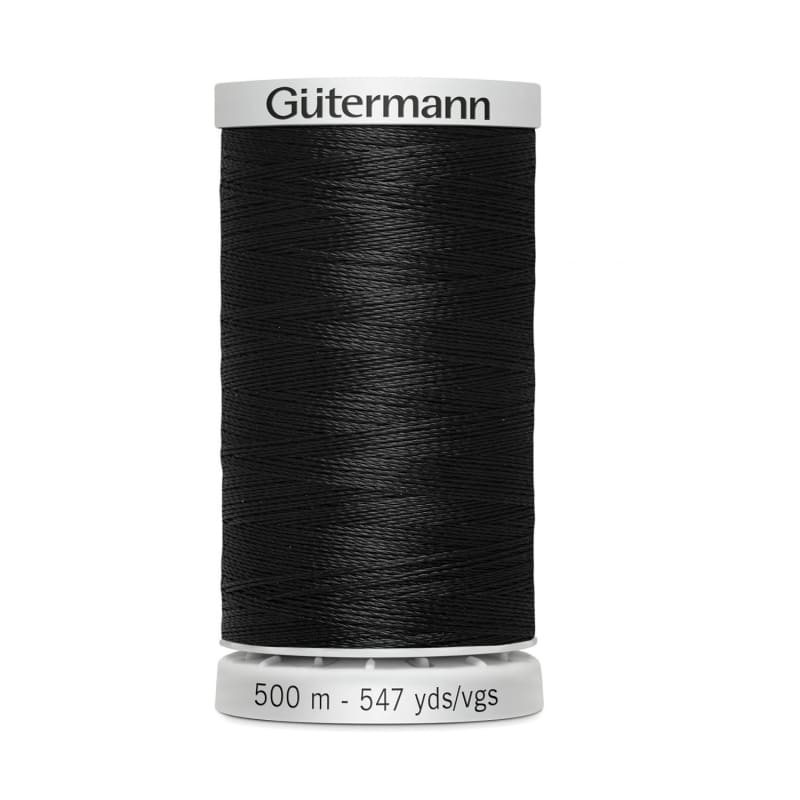 Hilo Gutermann Trilobal, para Máquina bordadora, Color Negro, de 500 mts. Caja con 5 carretes, mismo color
