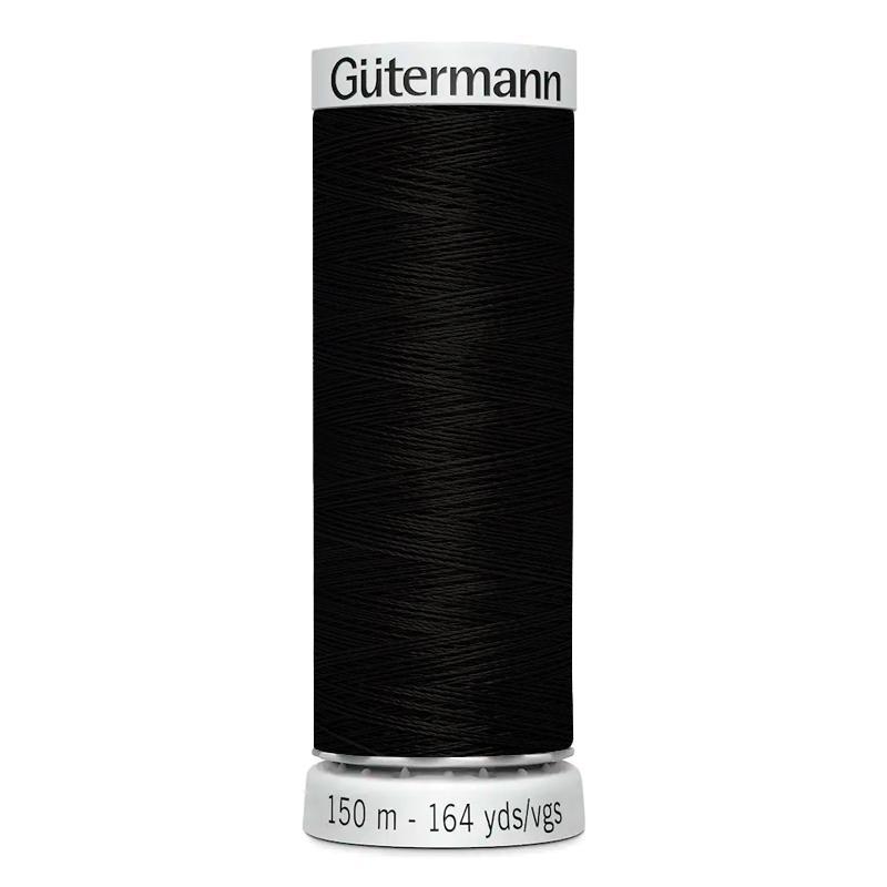 Hilo Gutermann Trilobal, para Máquina bordadora, Color Negro, de 150 mts. Caja con 6 carretes, mismo color