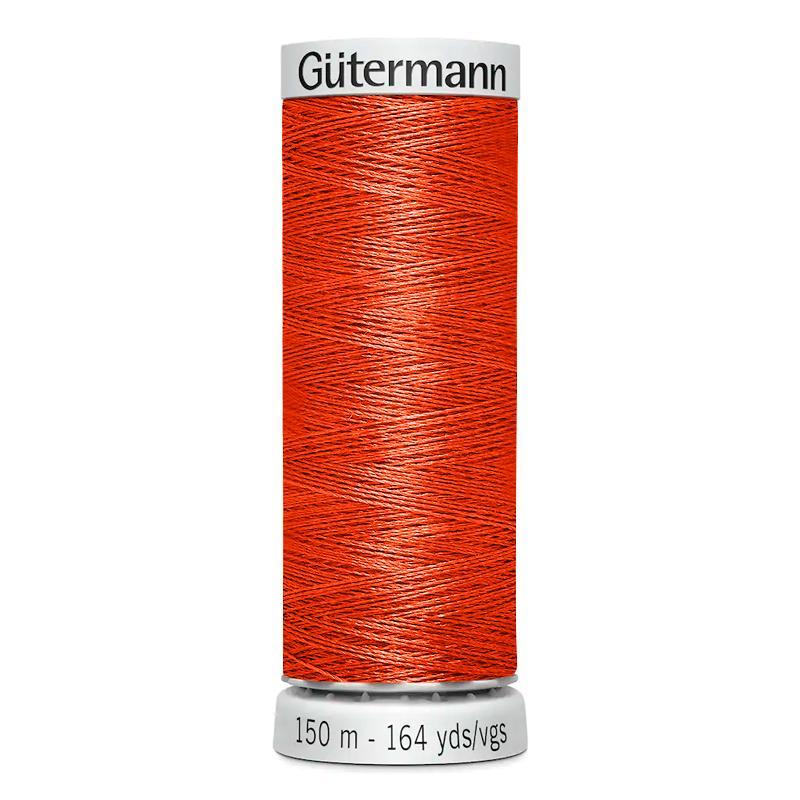 Hilo Gutermann Trilobal, para Máquina bordadora, Color Naranja, de 150 mts. Caja con 6 carretes, mismo color