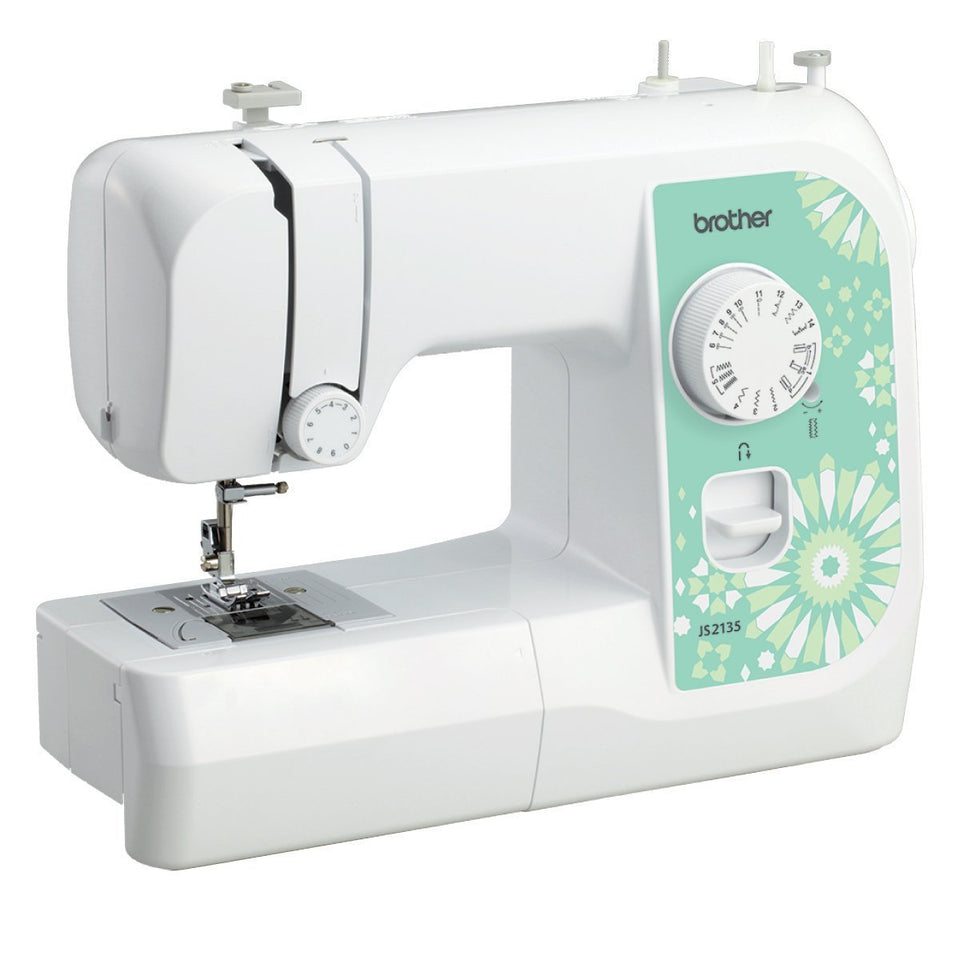 Máquina de Coser Brother JS2135, 14 tipos de puntadas, 35 funciones, máquina doméstica para puntadas acolchadas y aguja gemela