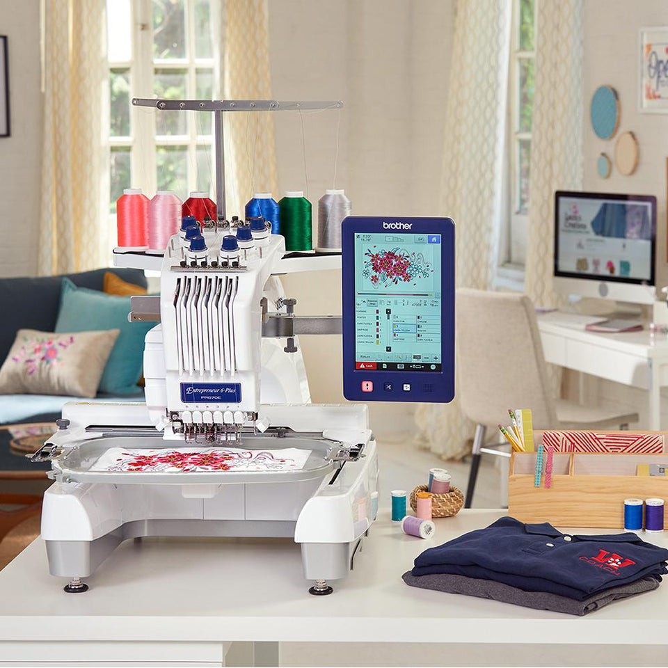 Máquina bordadora Semi-industrial Brother PR670E, 6 agujas, 257 diseños de bordado, máquina de bordar con 37 estilos de bordado