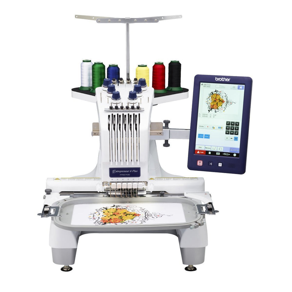 Máquina bordadora Semi-industrial Brother PR670E, 6 agujas, 257 diseños de bordado, máquina de bordar con 37 estilos de bordado