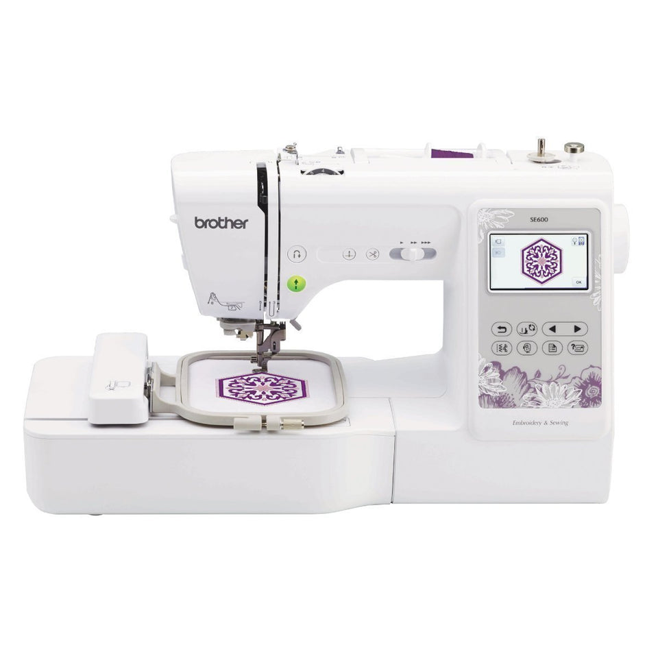 Máquina Bordadora y de Coser Brother SE600, área de bordado 10x10 cm, 103 puntadas de costura, máquina computarizada con 80 patrones de bordado