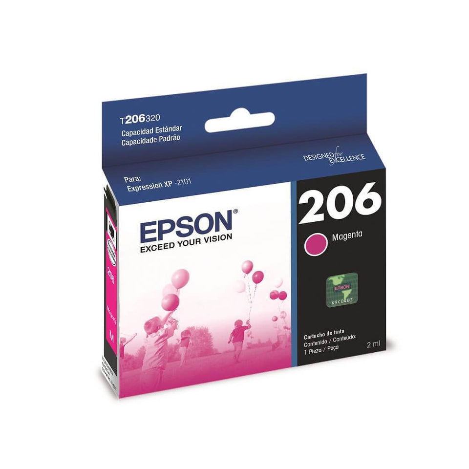 Cartucho Epson T206 Magenta, 200 Páginas