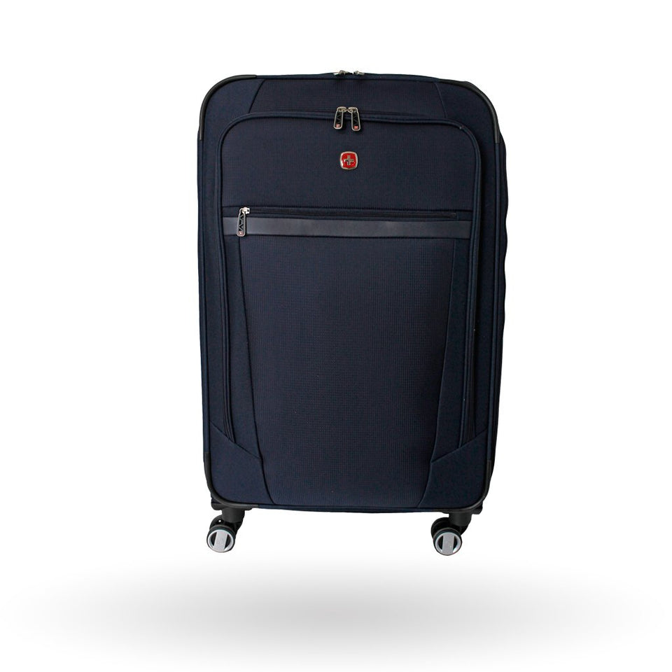 Maleta suave Wenger Cambridge, capacidad de 28", WGR6561333177 , color azul marino, expandible, portatraje incluido, de 8 ruedas multidireccionales, con identificador de vinil