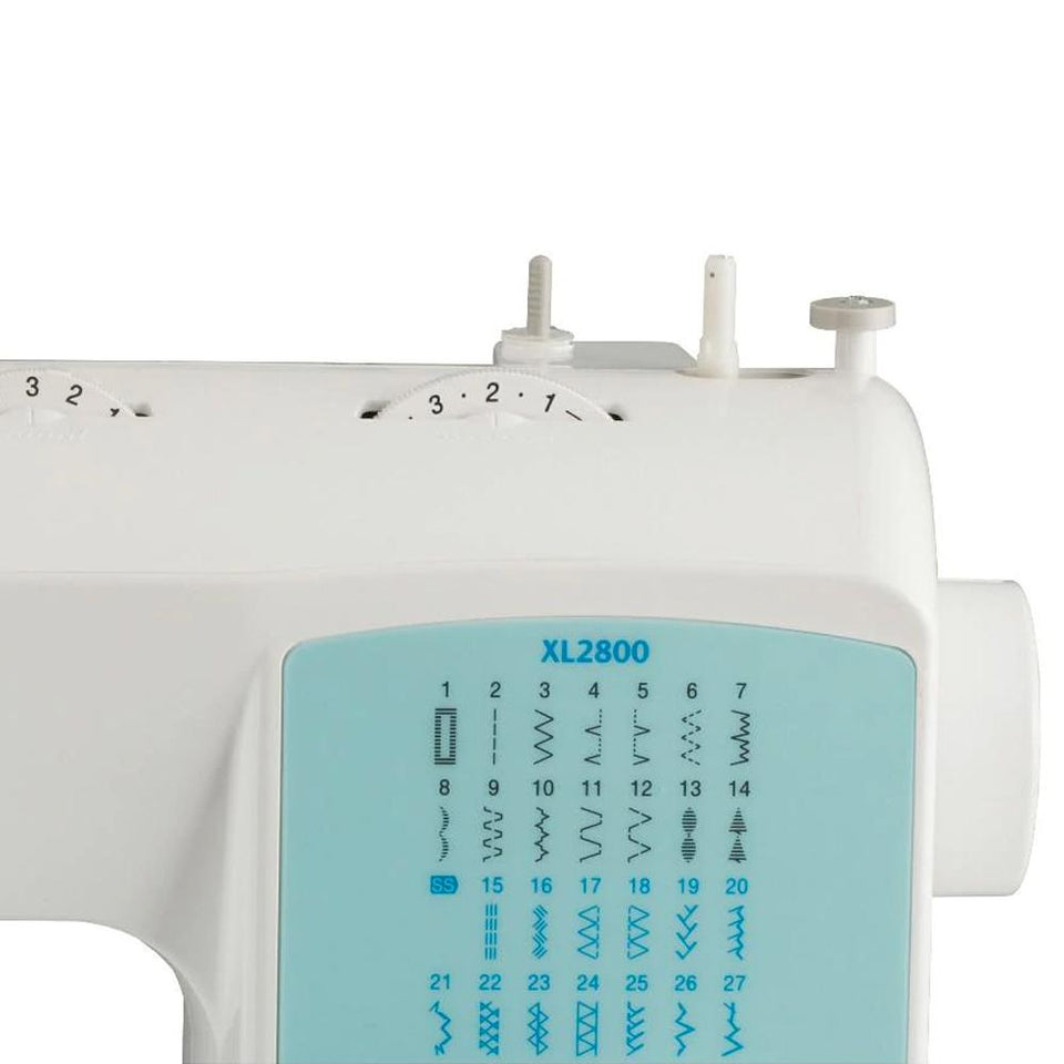 Kit Máquina de coser doméstica Brother XL2800 con set de 7 hilos incluido, máquina de coser doméstica de 27 puntadas y 63 funciones