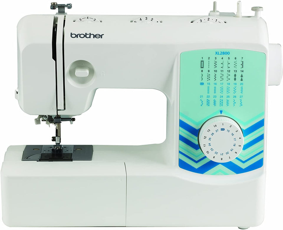 Kit Máquina de coser doméstica Brother XL2800 con set de 7 hilos incluido, máquina de coser doméstica de 27 puntadas y 63 funciones