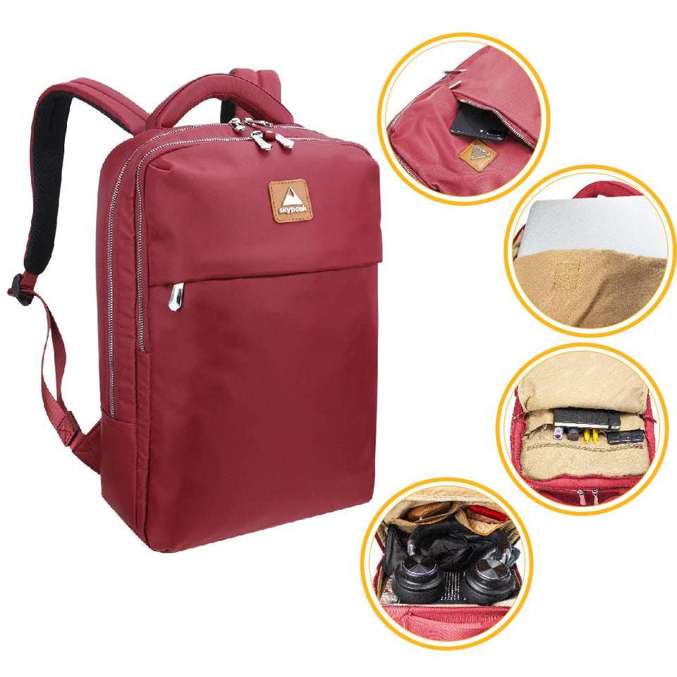 Mochila backpack Skypeak roja para mujer,dama, de 15,6" tamaño Grande. CTA-115PO
